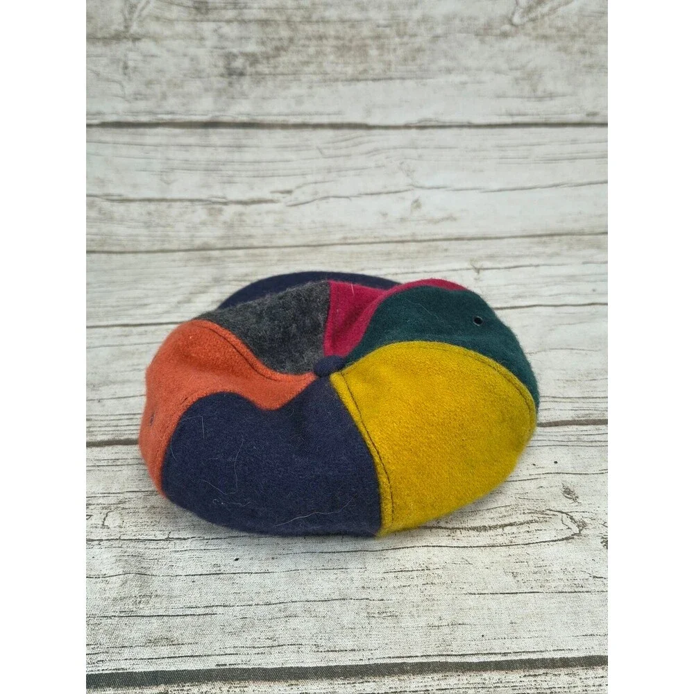 Vintage J. Crew Fitted Baseball Cap Multicolor Boiled Wool Made in USA EUC